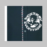 Destroy Everything - pánska čierna hrubšia košela na gombíky s krátkym rukávom a old school károvanými modrobieločervenými lemami s tlačeným logom 100%bavlna